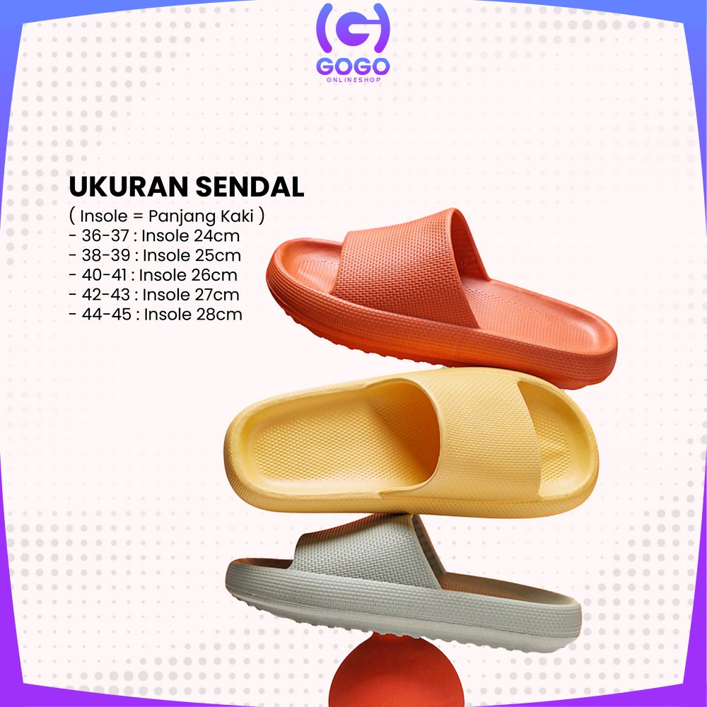 GOGO-S56 Sandal Slip-On Karet Jelly Sendal Selop Rumah/Kamar Mandi Comfy Cowok Cewek Anti Slip Elastic Empuk EVA Unisex