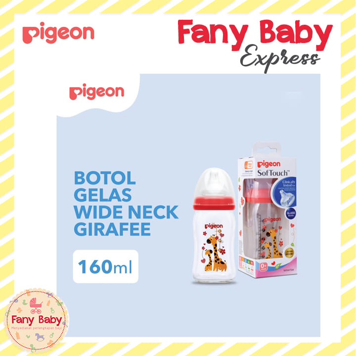 PIGEON BOTOL GELAS WIDE NECK W/ PERISTALTIC PLUS NIPPLE 160ML