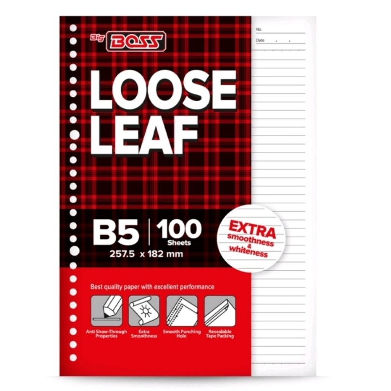 

BIG BOSS LOOSE LEAF UKURAN B5 BERGARIS ISI 100 LEMBAR NStore