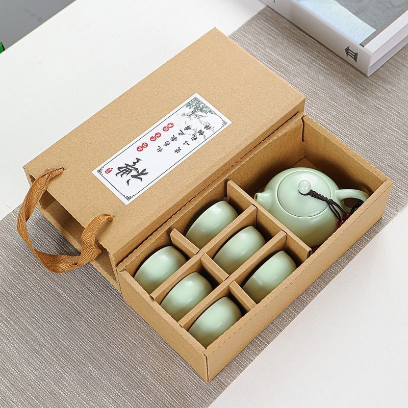 CHINESE TEA POT SET 5PCS CERAMIC GIFT BOX / TEKO TEH CHINA 4 CANGKIR DAN 6 CANGKIR