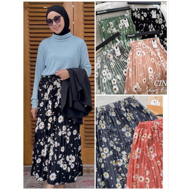 ROK MOTIF BUNGA DAILY Rok Plisket DAISY Premium Mayung Jersey