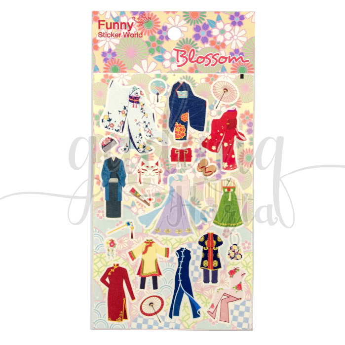 Stiker Funny Traditional Clothes Blossom Sticker Motif Baju Tradisional DIY Scrapbook GH 303607