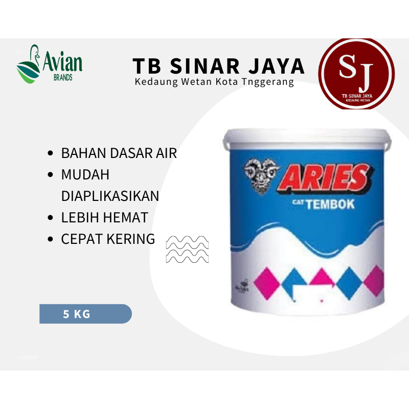 Cat Tembok Aries Avian Cat Tembok Dinding /Plafon  Interior Kemasan 5kg