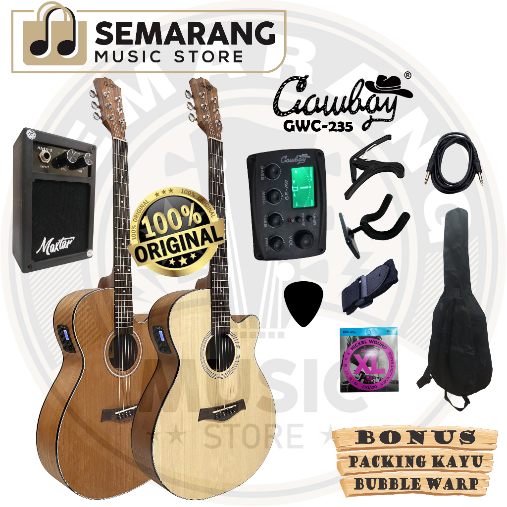 ORIGINAL!!! Gitar Akustik Elektrik Import Merk Cowboy GWC-235 NA GWC 235NS Equalizer Tuner AW-39