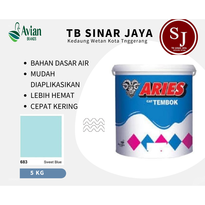 Cat Tembok Aries Avian Cat Tembok Dinding Interior 5kg - 683 Sweet Blue