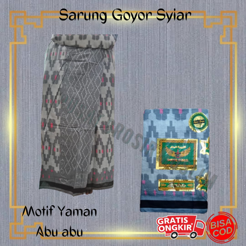 Promo Sarung Goyor Syiar Printing Sarung Goyor Botol Syiar Semi Tenun Motif Yaman Abu Abu