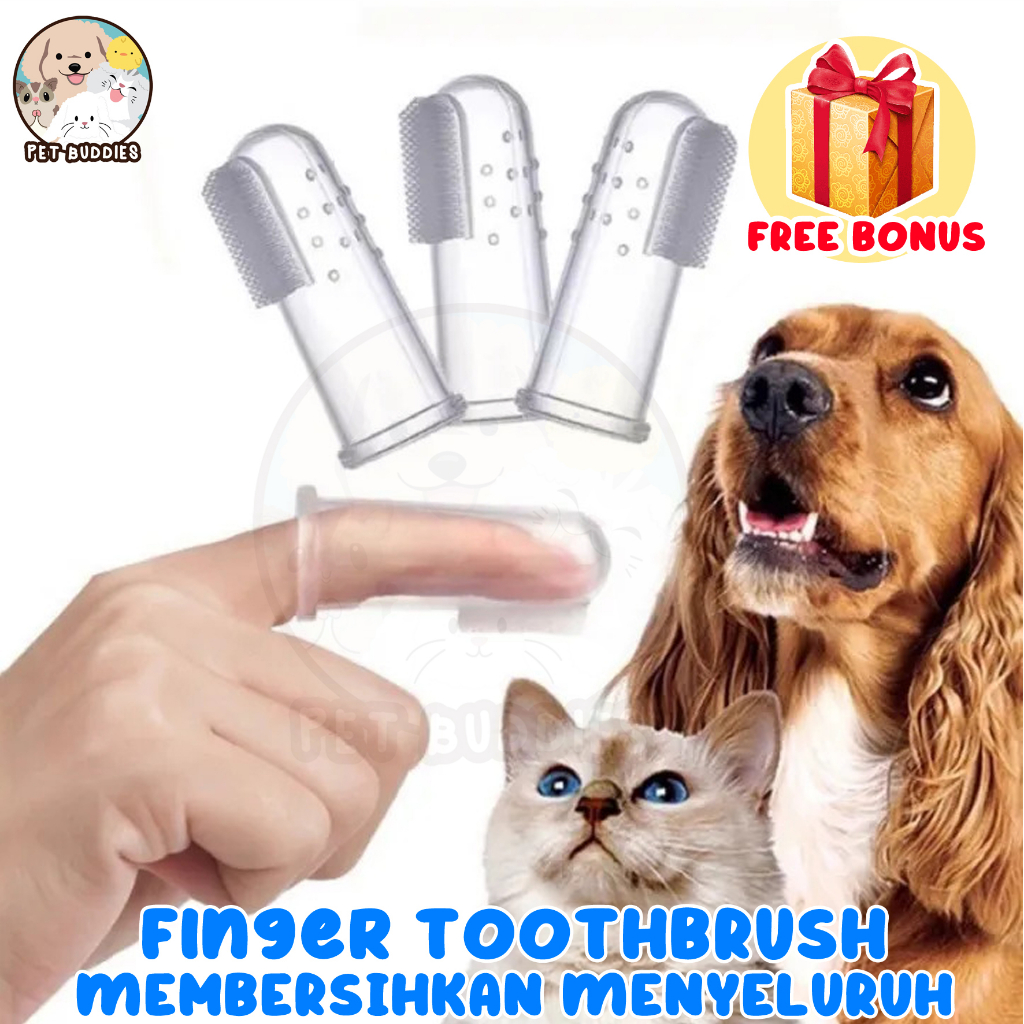 Sikat Gigi Jari Anjing/Kucing Silikon Pet Finger Toothbrush