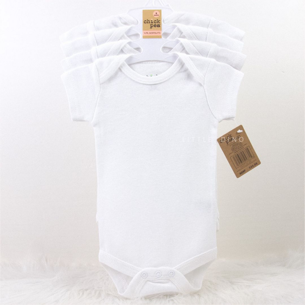 LITTLEDINO - Baby Bodysuit 4in1 Lengan Pendek Putih Polos (4pcs Jumper)/ Jumper Bayi Perempuan Jumpe