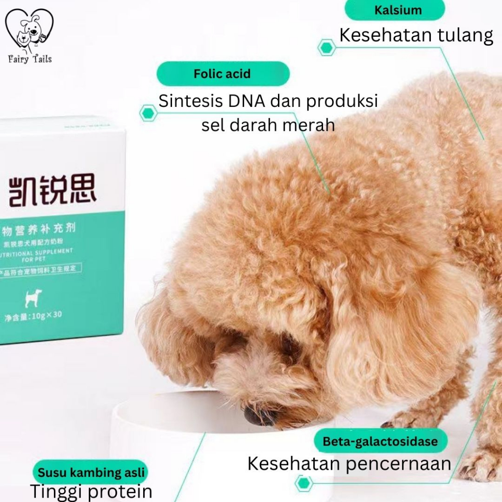 Susu Formula Bubuk Dari Susu Kambing Impor New Zealand 10 gram Per Sachet Suplemen Kesehatan Untuk Anjing Puppy Anabul / Milk Powder for Dog