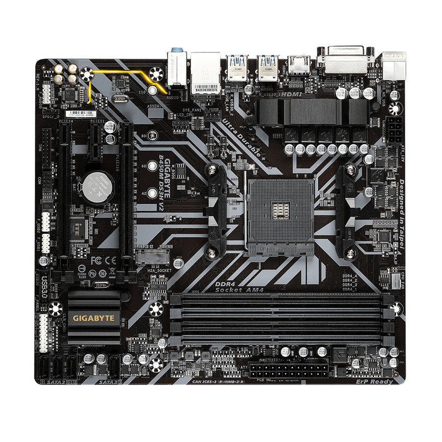 Mainboard Gigabyte B450M-DS3H AMD AM4 - Gigabyte B450M DS3H - Mainboard AMD A4