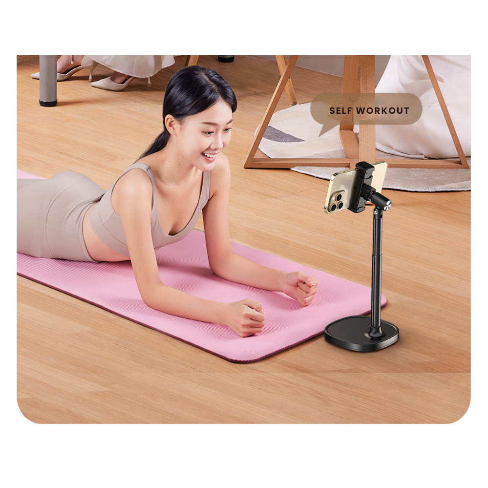 WEEAN Phone Holder Hp Dudukan Meja Tripod Handphone Multifungsi Bahan Carbon Steel Untuk Aktivitas Nonton Dan Live Streaming Dapat Putar 360° Adjustable Tinggi 37cm Clamp untuk Stabilitas Optimal Kokoh Awet-3