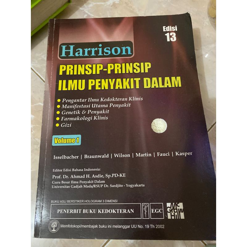 Buku Kedokteran || Harrison Prinsip-prinsip Ilmu Penyakit Dalam
