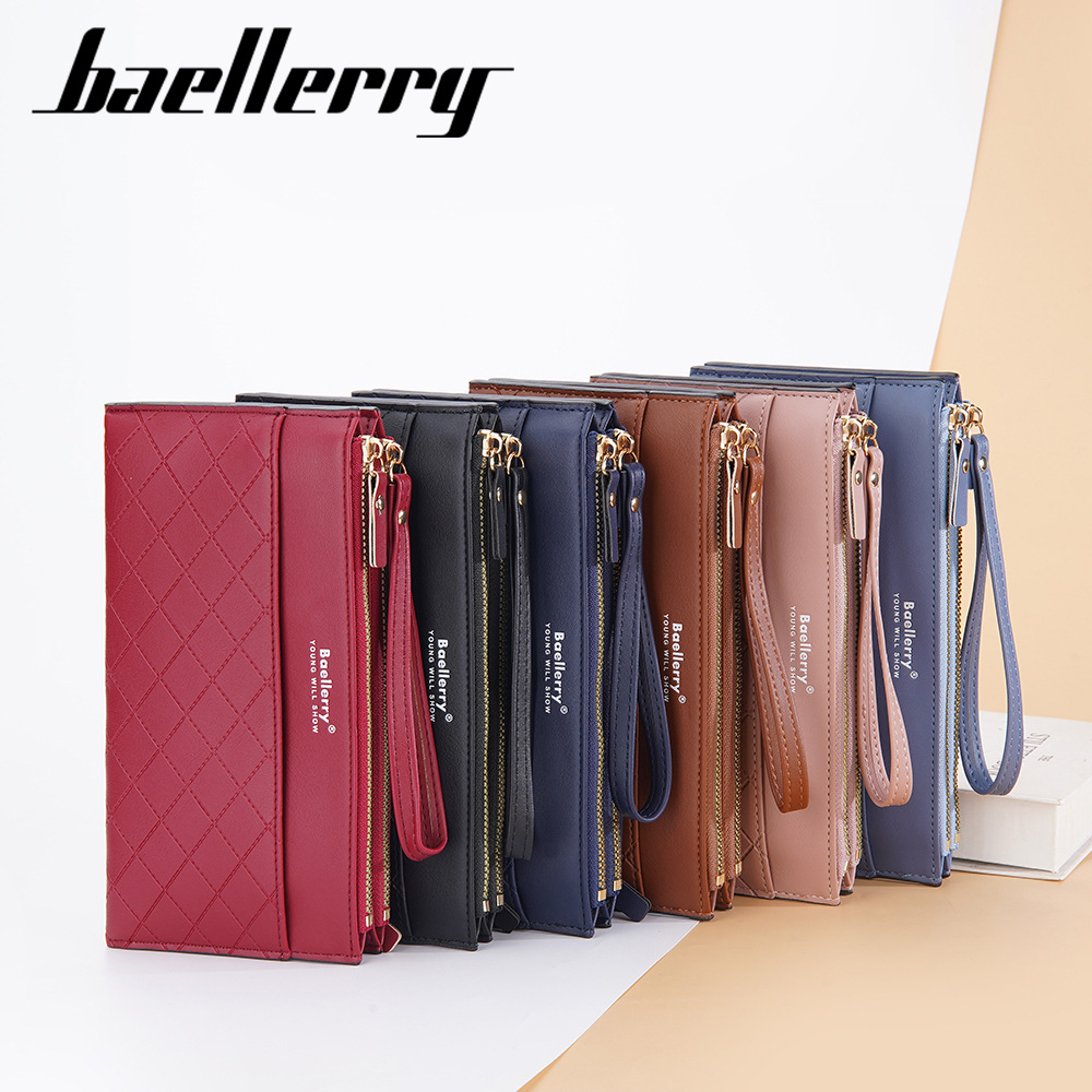 [BISA COD] BAELLERRY N3238 Dompet Wanita Panjang Clutch Dompet Handphone Bahan Kulit PU Leather