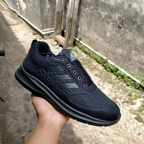 Sepatu sport full hitam / hitam polos / sepatu sekolah / SEPATU SEKOLAH ADIDAS CLOUDFOAM FULL BLACK HITAM PRIA SPORT KERJA OLAHRGA
