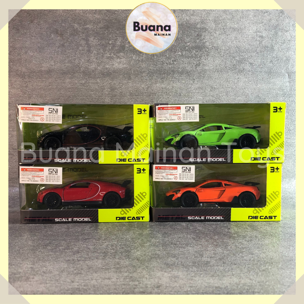 DIECAST METAL SCALE MODEL SPORT RACING CAR BUGATTI MCLAREN TYPE 3661A MAINAN MOBIL BALAP MOBILAN ANAK COWO