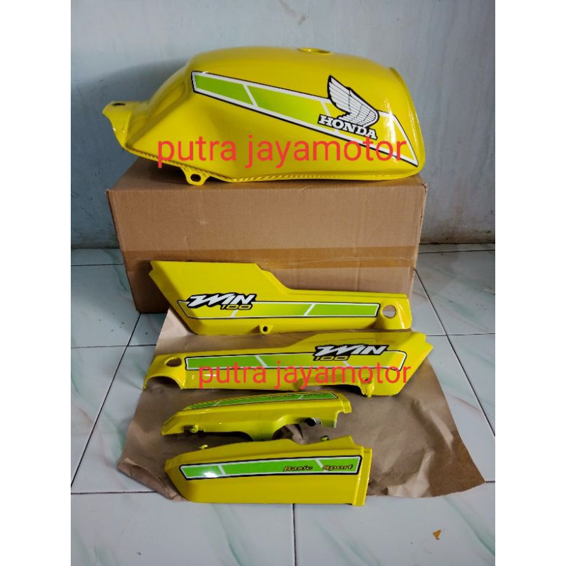 COVER BODY FULSET HONDA WIN 100 WARNA KUNING LEMON SET STIKER