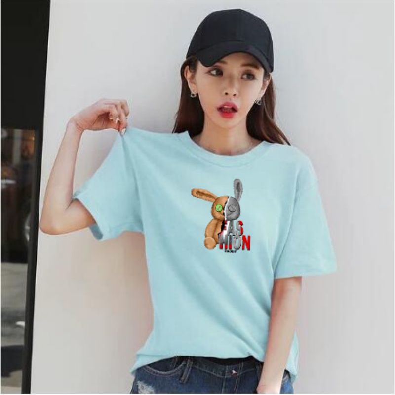 Kaos Atasan Wanita Gambar Fahsion Rabbit (LD 43-49 , P 58-64)