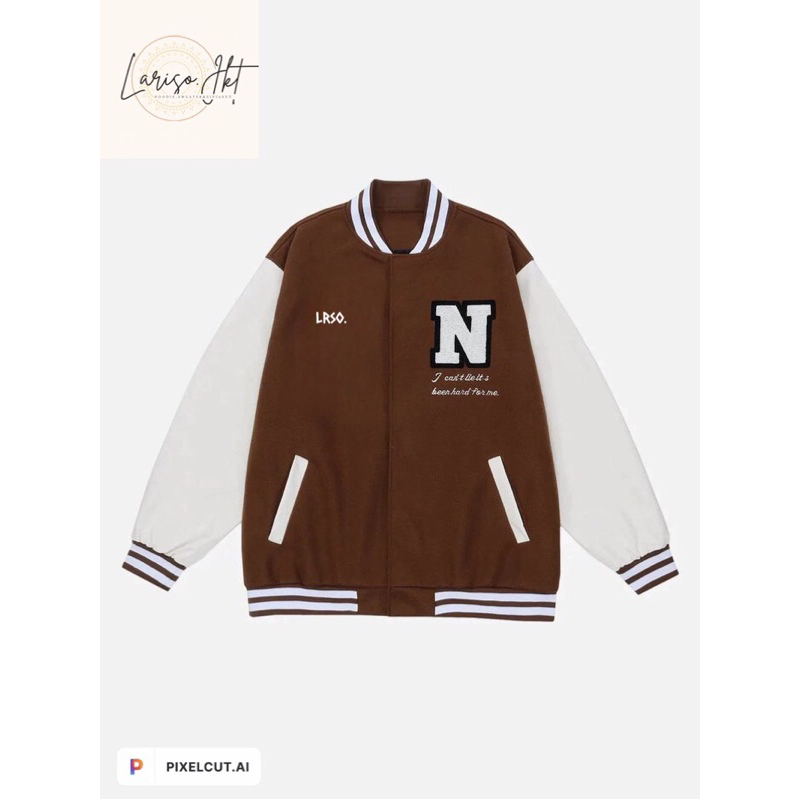 Jaket Bomber Oringinal By Lariso. Bomber pria wanita premium. New Arrival Bomber Varcity Logo LRSO. 