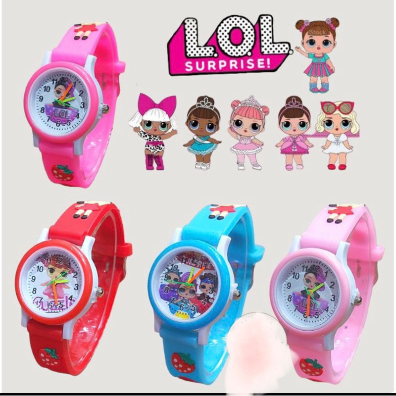 (Grosir)Jam Tangan Anak&quot; Wanita Timbul LOL Strap Rubber(Terima Cod)