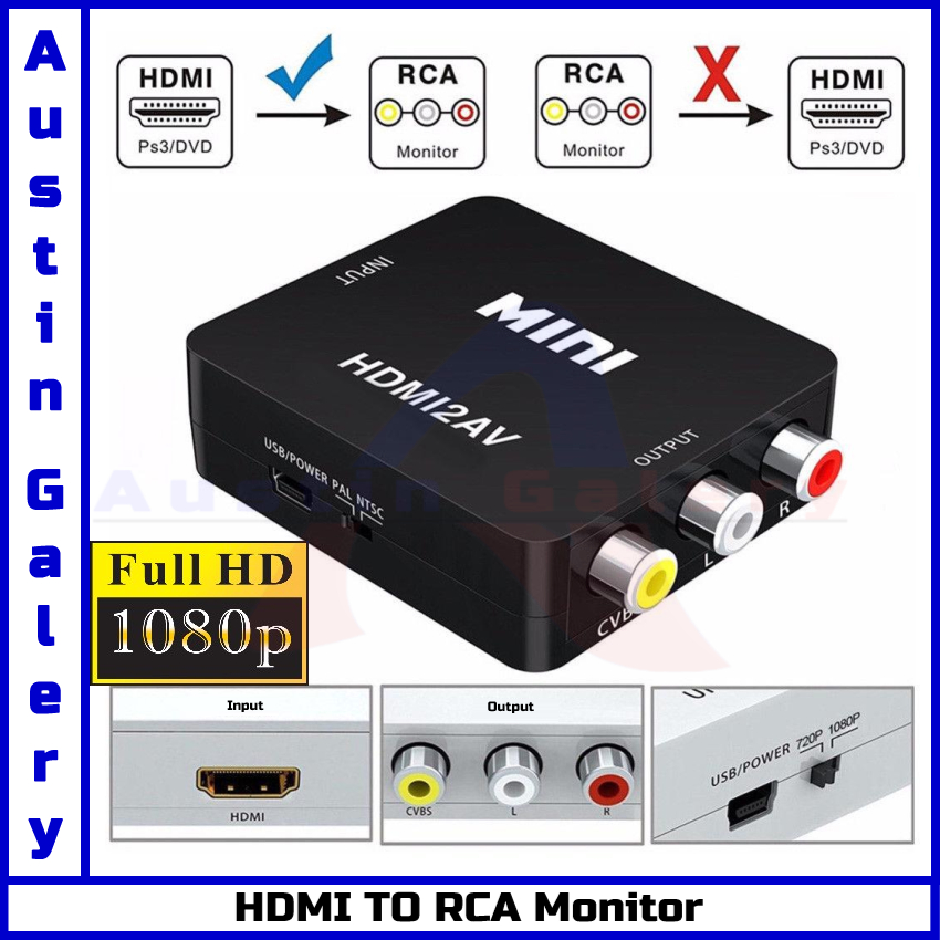 Converter HDMI TO AV Audio Video FuLL HD1080P Nini HDMI BOX For HDTV Laptop