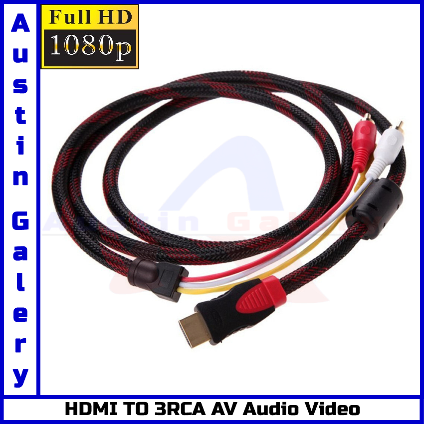 HDMI TO 3RCA AV Audio Video Full HD1080P Untuk HDTV TV BOX