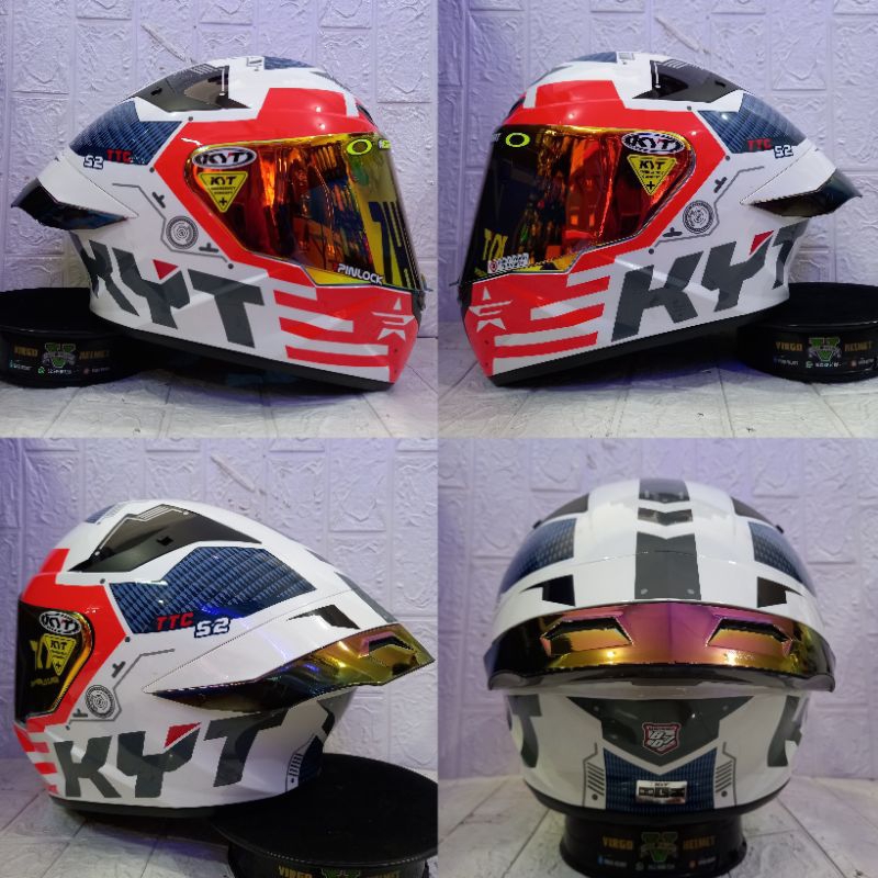 HELM KYT TT COURSE FUSELAGE WHITE RED PAKET GANTENG