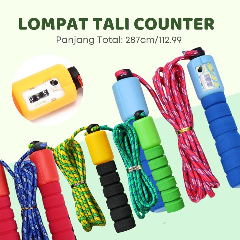 Jump Rope Skiping Soft Handle with Counter Lompat Tali Premium Panjang