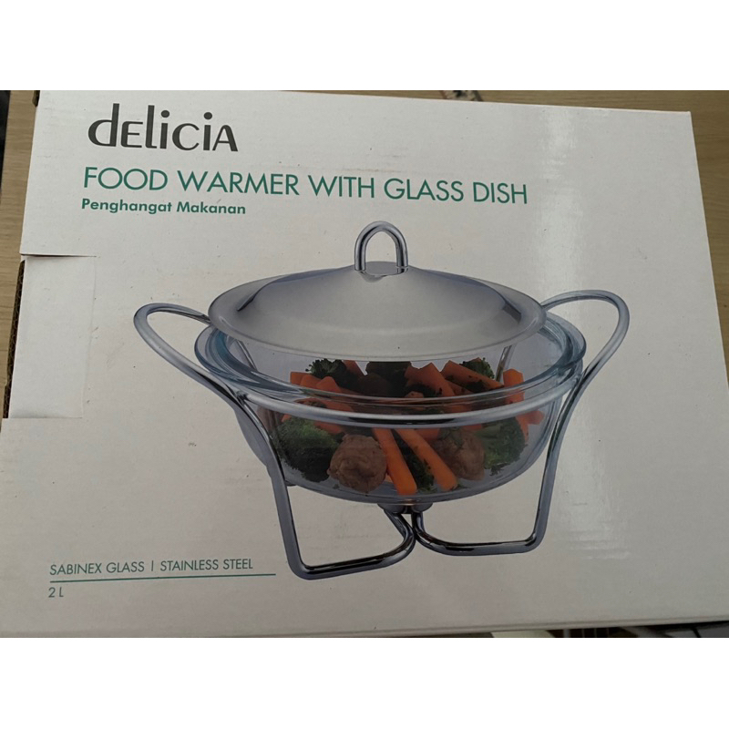 Delicia food warmer with glass dish 2L