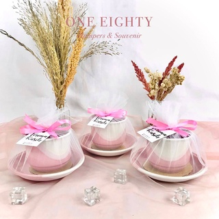 Souvenir Set Cangkir Lepek Keramik 1 Warna/ 2 Warna Gelas Cangkir Twotone Unik Cantik