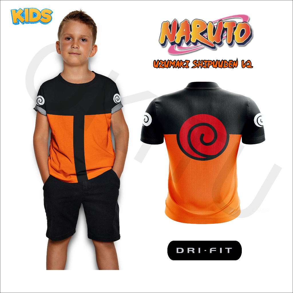 Kaos Jersey ANAK NARUTO Uzumaki Anime Cosplay