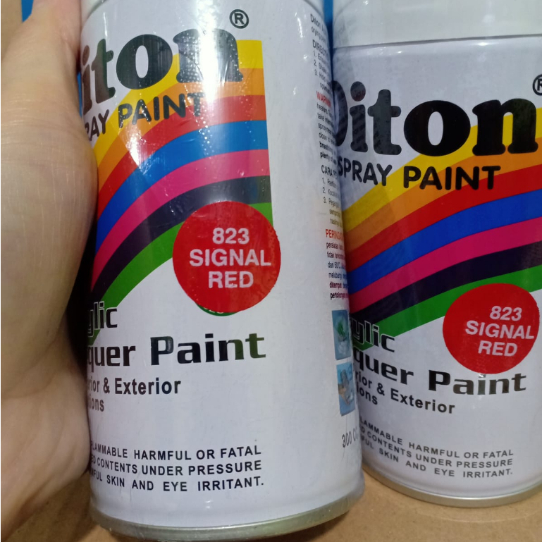 SOLID COLOURS DITON Spray Paint Acrylic Lacquer Paint Pilox Pilok Cat Semprot - 823 SIGNAL RED / MERAH CABE (300cc / 300m)