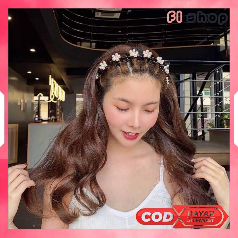 Bando include Jepit Rambut Fashion Korea Pola Mutiara Wanita Dewasa