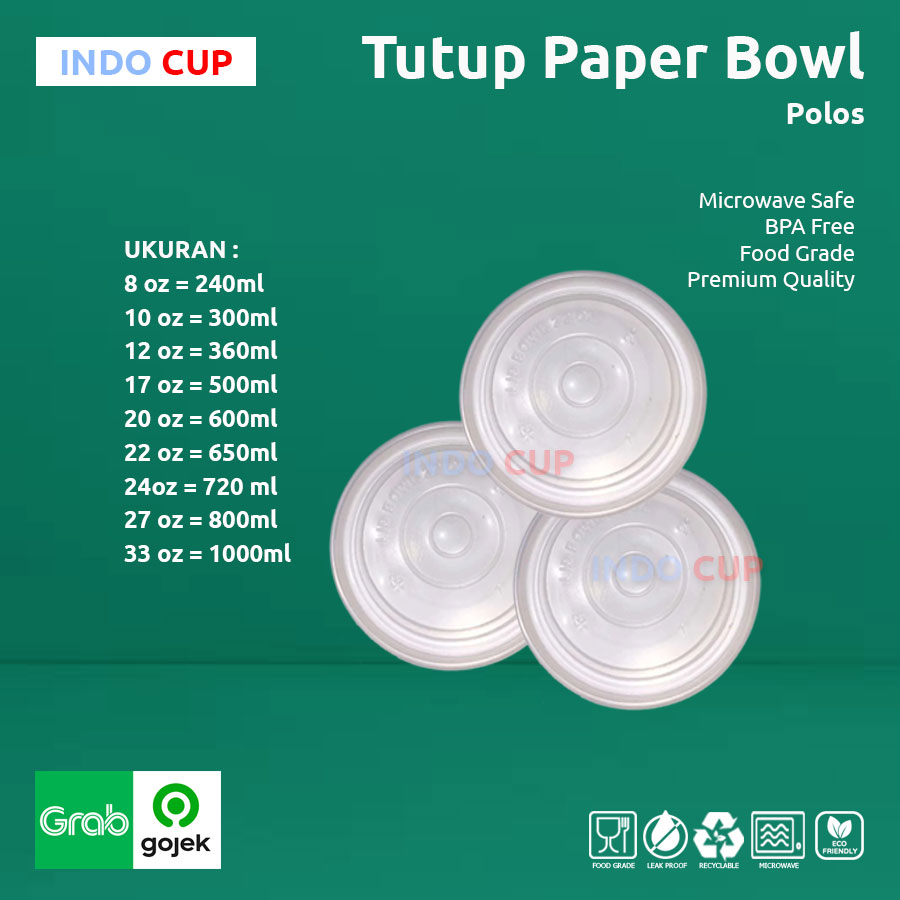 Tutup Paper Bowl lid bowl tutup mangkok kertas bening