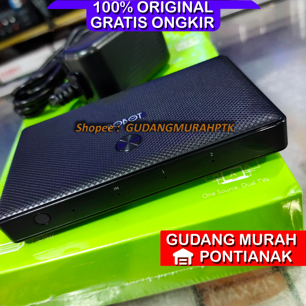 HDMI Cabang 2 TV 2 HDMI OUT ROBOT HM203 HDMI Splitter 1 in 2 Out Split Screen 4K - Garansi Resmi 1 Tahun