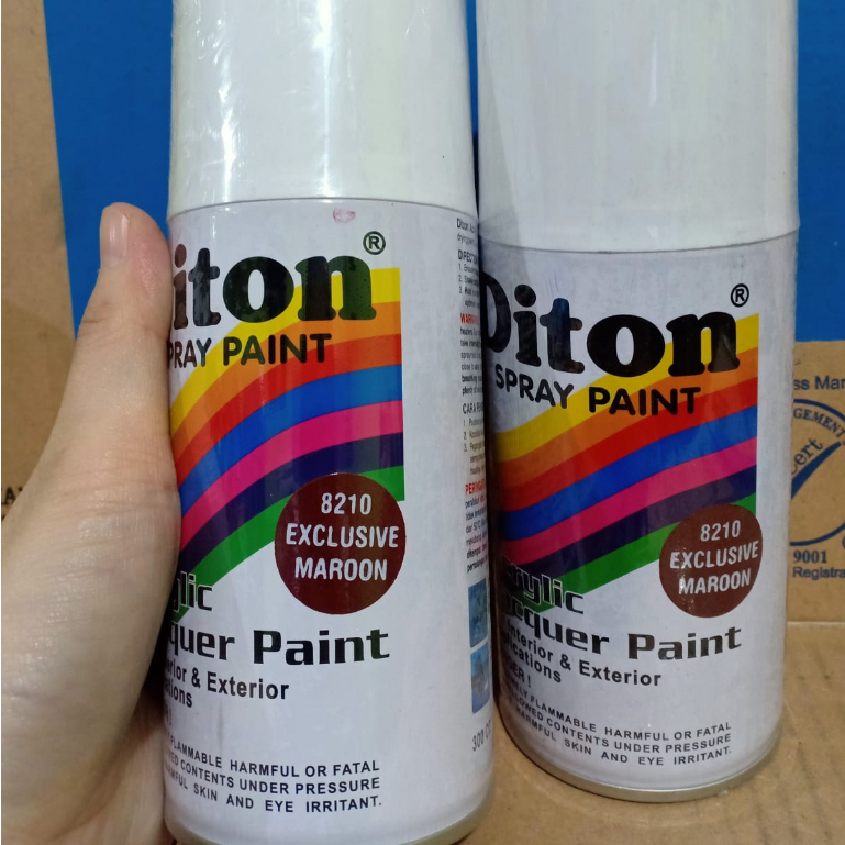 SOLID COLOURS DITON Spray Paint Acrylic Lacquer Paint Pilox Pilok Cat Semprot - 8210 EXCLUSIVE MAROON (300cc / 300ml)