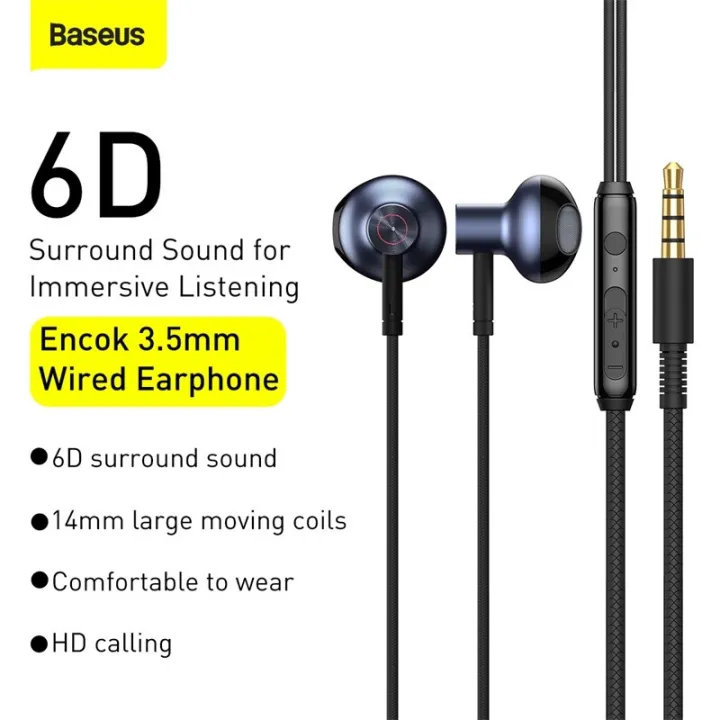 Earphone Headset BASEUS ENCOK 3.5MM WIRED EARPHONE H19