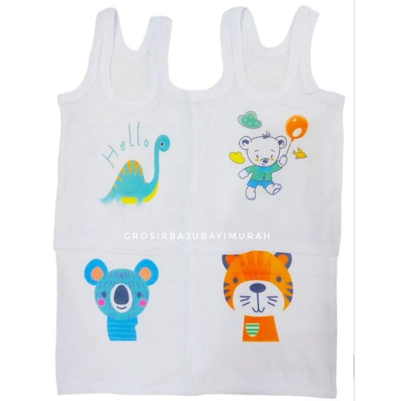 3 pcs/ lembar singlet putih motif sablon MARIKH size XL