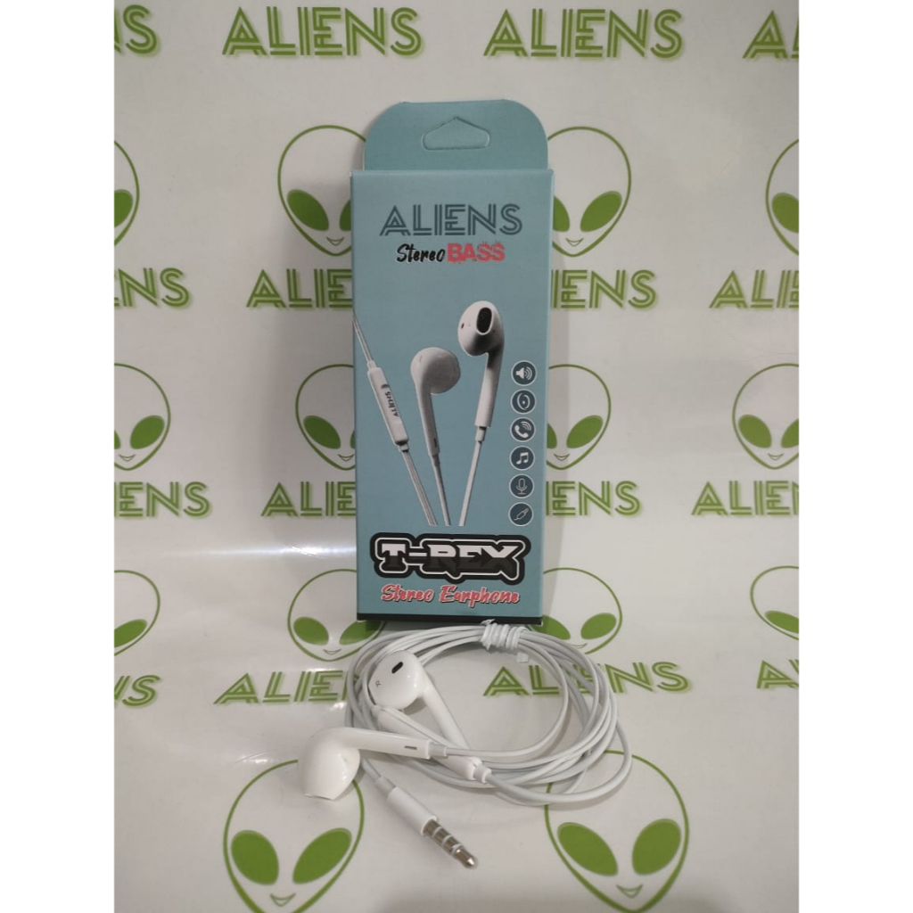 Hansfree Aliens T-REX Stereo Bass Stereo Earphone  ( Bukan Karet ) T-REX BASS EARPHONE