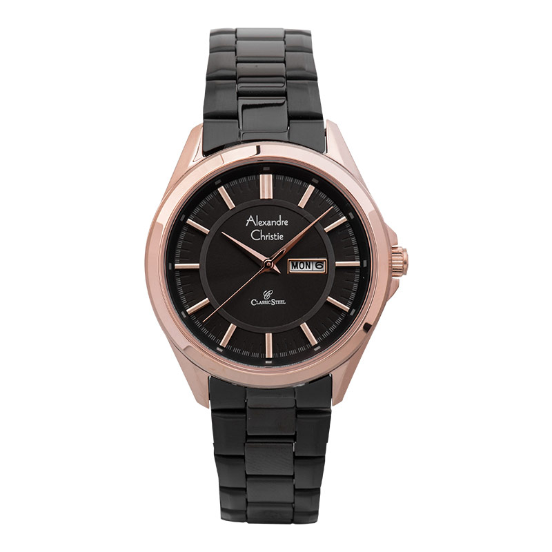 JAM TANGAN WANITA ALEXANDRE CHIRSITE AC 8675LE BLACK ROSEGOLD ORIGINAL