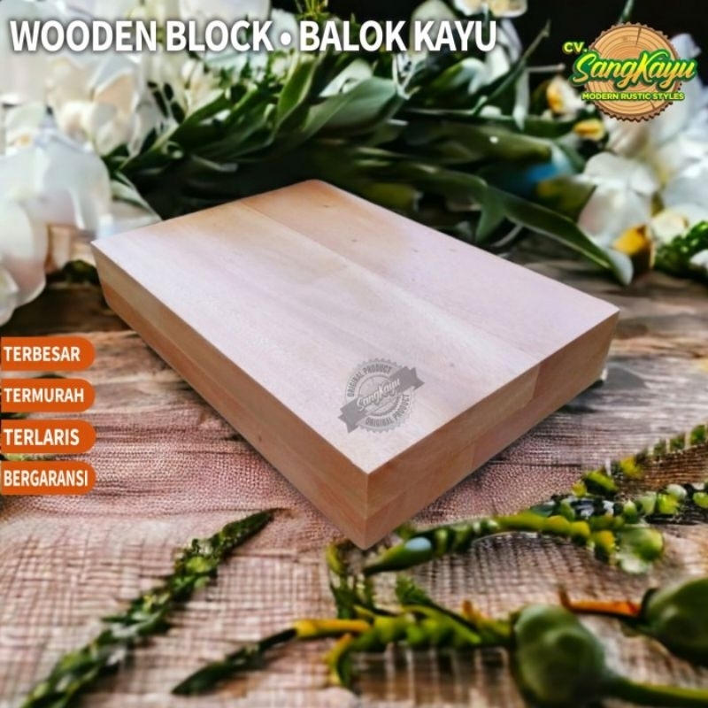 Wooden Block 30x21x5 cm balok kayu pajangan display stand aksesoris