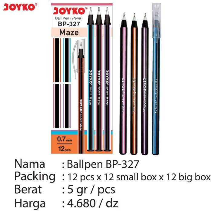 

MOS [1 KOTAK ISI 12PCS] PULPEN JOYKO MAZE 0.7mm BP-327