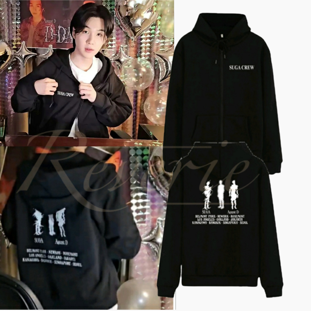 JAKET SUGA CREW D-DAY SOLO TOUR 2023 HOODIE YOONGI AGUSTD KONSER CONCERT BANGTAN STYLE BTS ARMY BT21