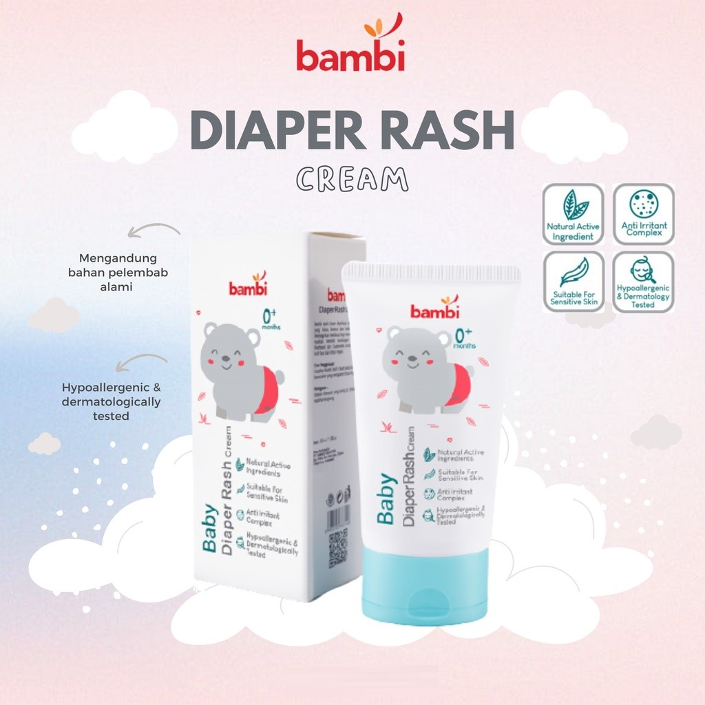 [BPOM] Bambi Baby Diaper Rash Cream 50ml / Krim Ruam Popok Pada Bayi Kulit Normal Sensitif / Krim Area Lipatan / Mencegah Iritasi Ringan / MY MOM