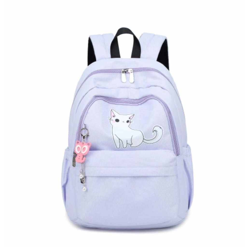 Arista -Tas Ransel Laptop Kucing Putih Tas Remaja Anak Kuliah Tas Backpacker Tas Ransel pria wanita