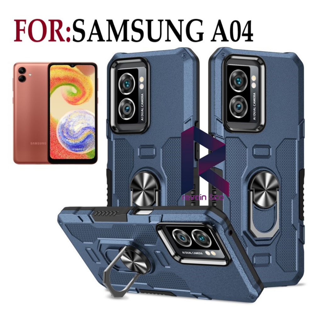 Case Armor SAMSUNG A04 Iring Cincin Magnetic Kesing Hp Protect kamera Premium Hard Case Standing Robot Pelindung Kamera