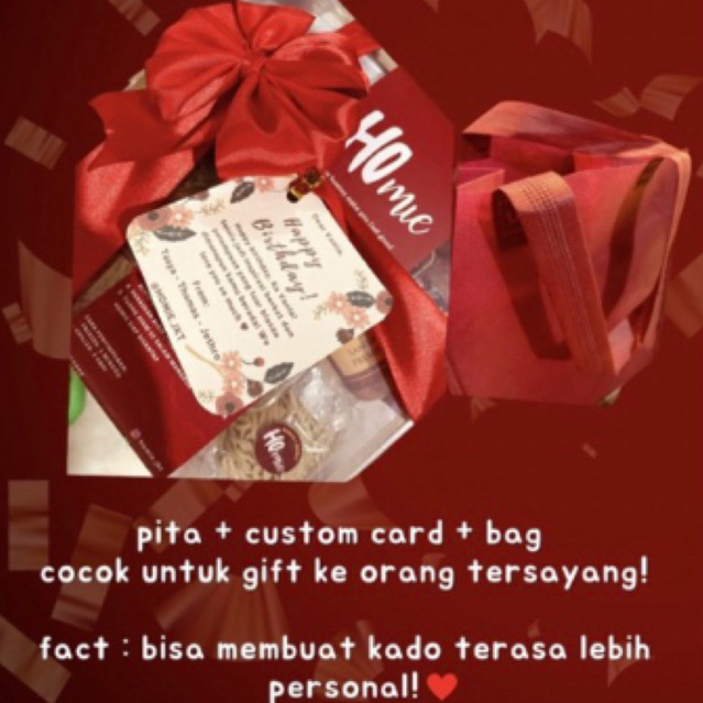 

Pita Homie - Bungkusan Gift / Gift Wrapping Hampers untuk Custom Hampers / Pita Goodie bag Custom Card