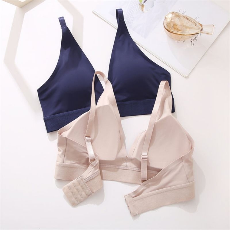 FINETOO FT69 Push Up Deep Vneck Triangle Bra Busa Tanpa Kawat Seamless BH Wanita Halus Nyaman