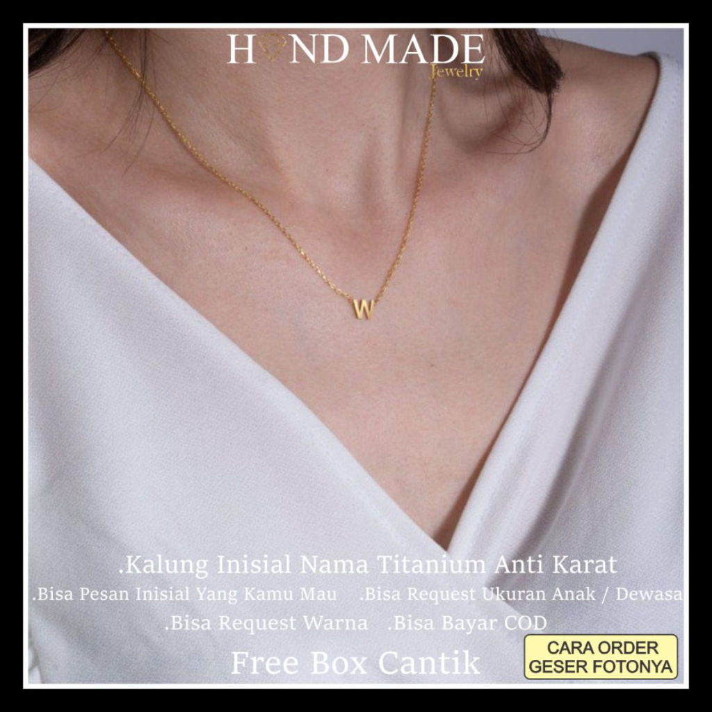 kalung inisial nama titanium anti karat anak dewasa kalung inisial nama lapis emas kalung huruf titanium anti karat kalung titanium wanita huruf inisial