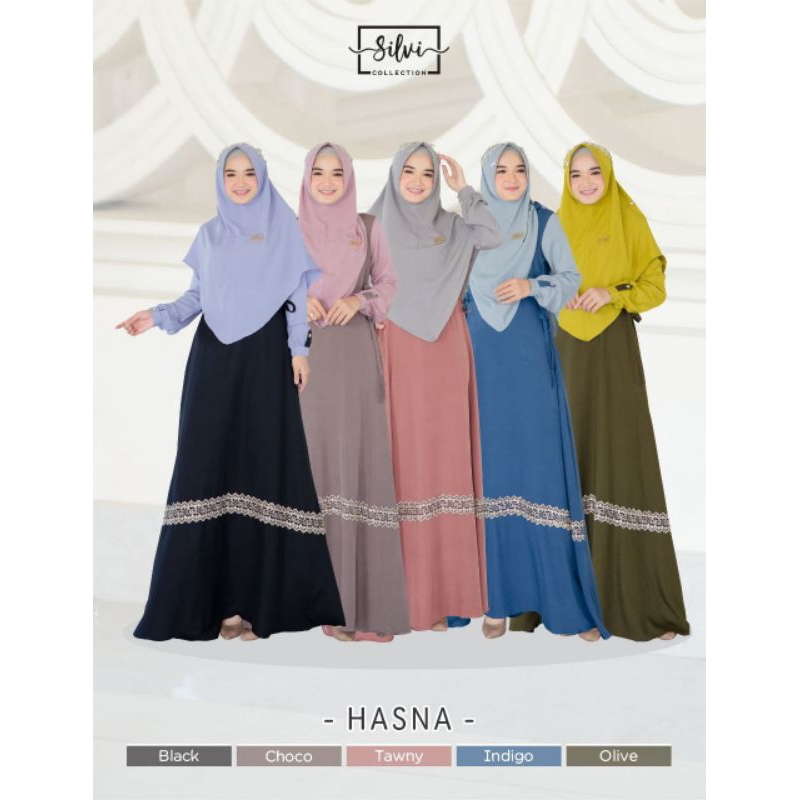 SILVI COLLECTION READY Gamis Hasna Dress Set Khimar Original By Silvi Collection