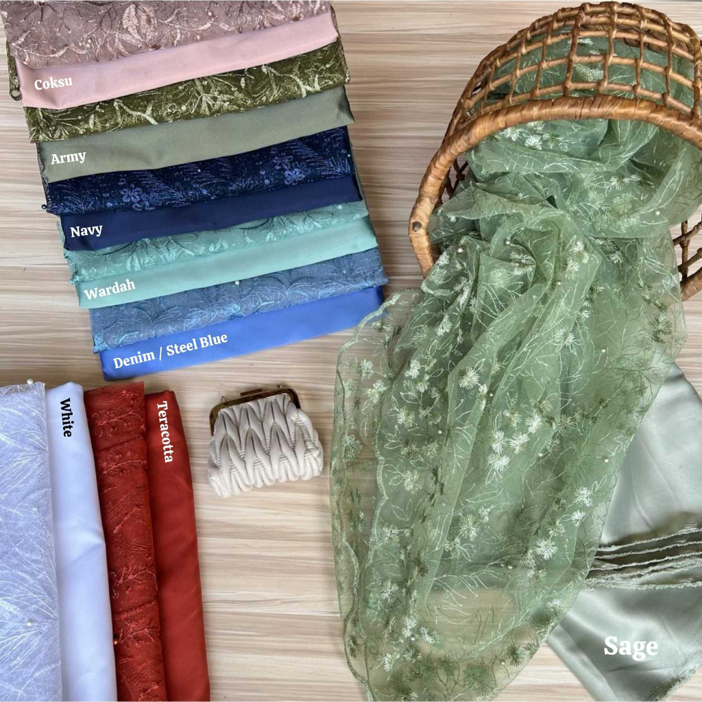 Paket Seragam Bridesmaid Lengkap Wisuda Lamaran Keluarga Tile Akar Motif Brokat Kain Satin Maxmaraa Luxury